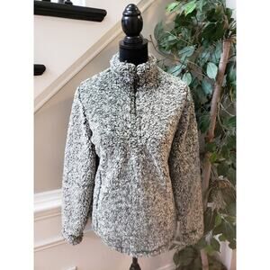 Blossom by P Sweater Women's L Gray 100% Polyester Sherpa Long Sleeve 1/4 Zip